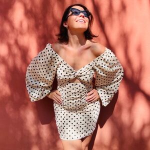 Off-Shoulder Polka Dot Vacation Dress